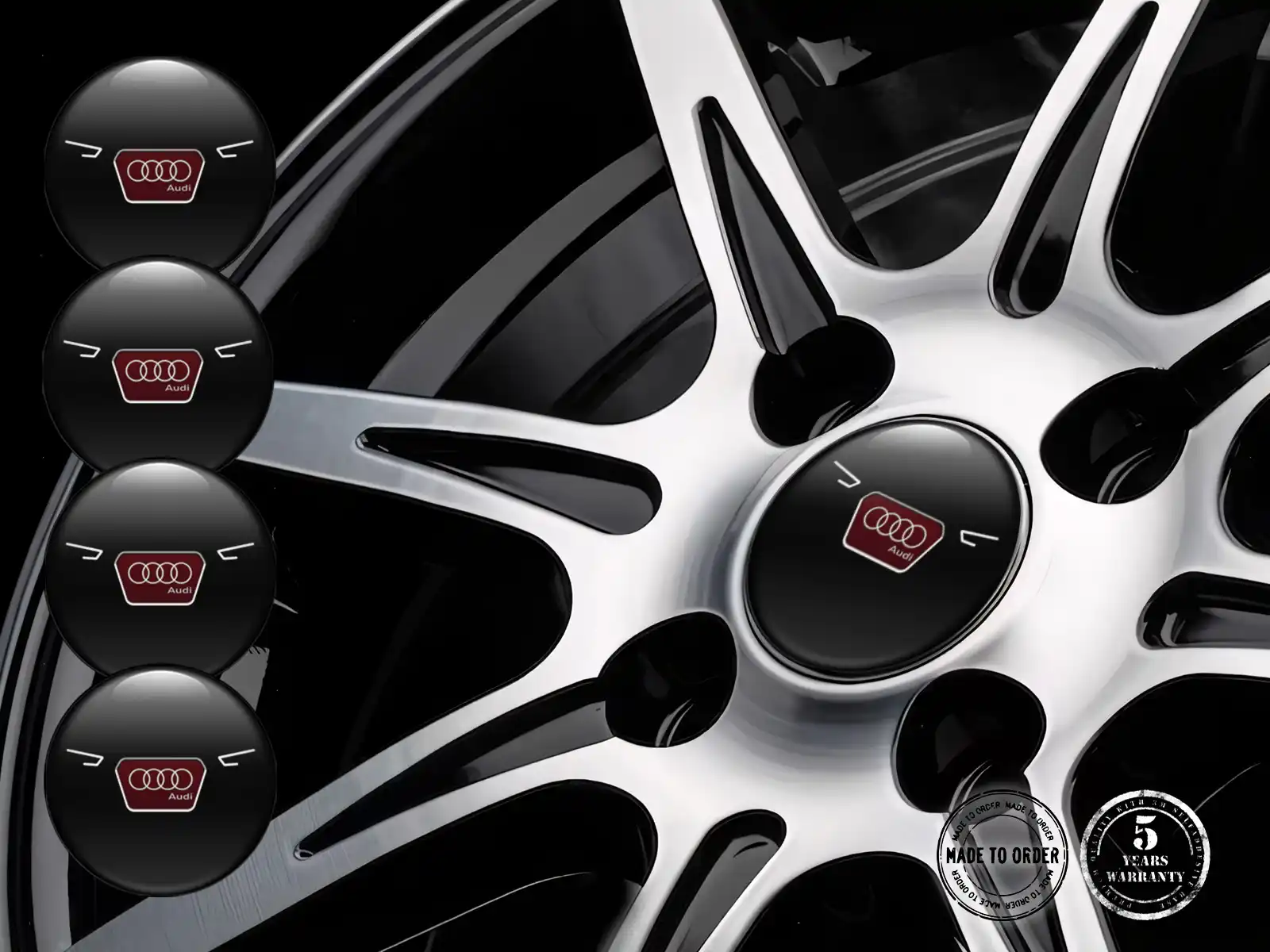 Audi Decalcomania Cerchio Logo Etichette Silicone Pregiate